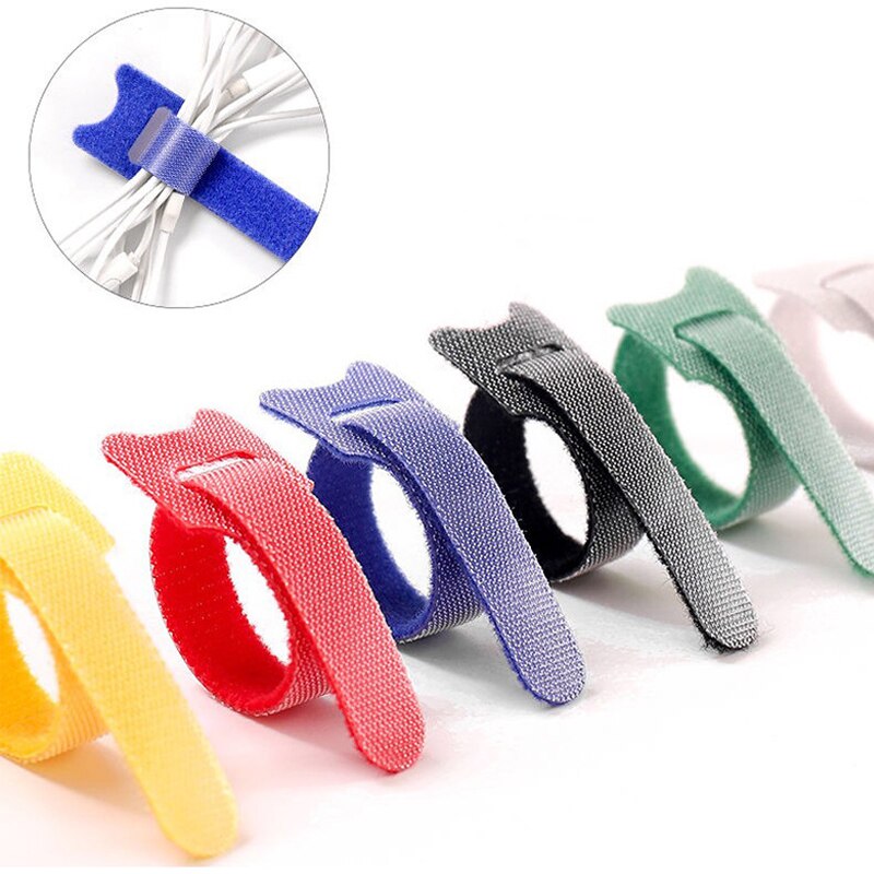 50Pcs Reusable Black Cable Cord Ties Tidy Organiser Nylon Strap Hook Loop Tool Hook And Loop Cable Ties Multiple Colour