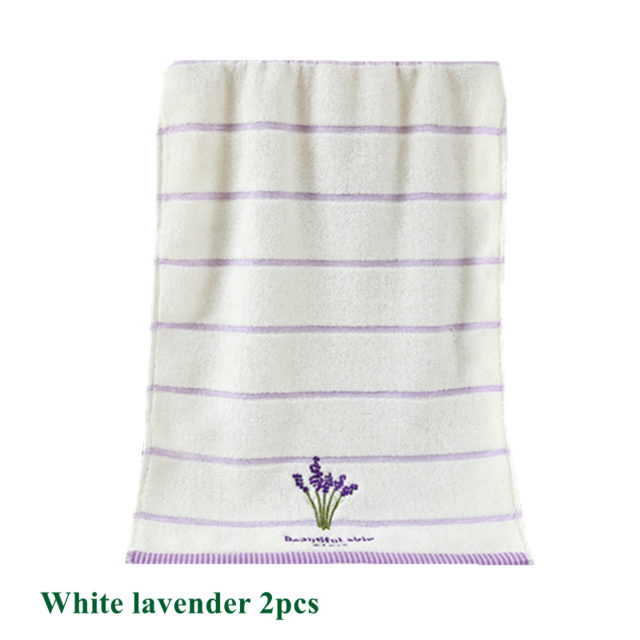 2pcs 34*73cm Bath Towels Super Soft Striped Embroidery Cotton for Adults Shower Home Face Hand Clean Bathroom Travel Towel: set 1