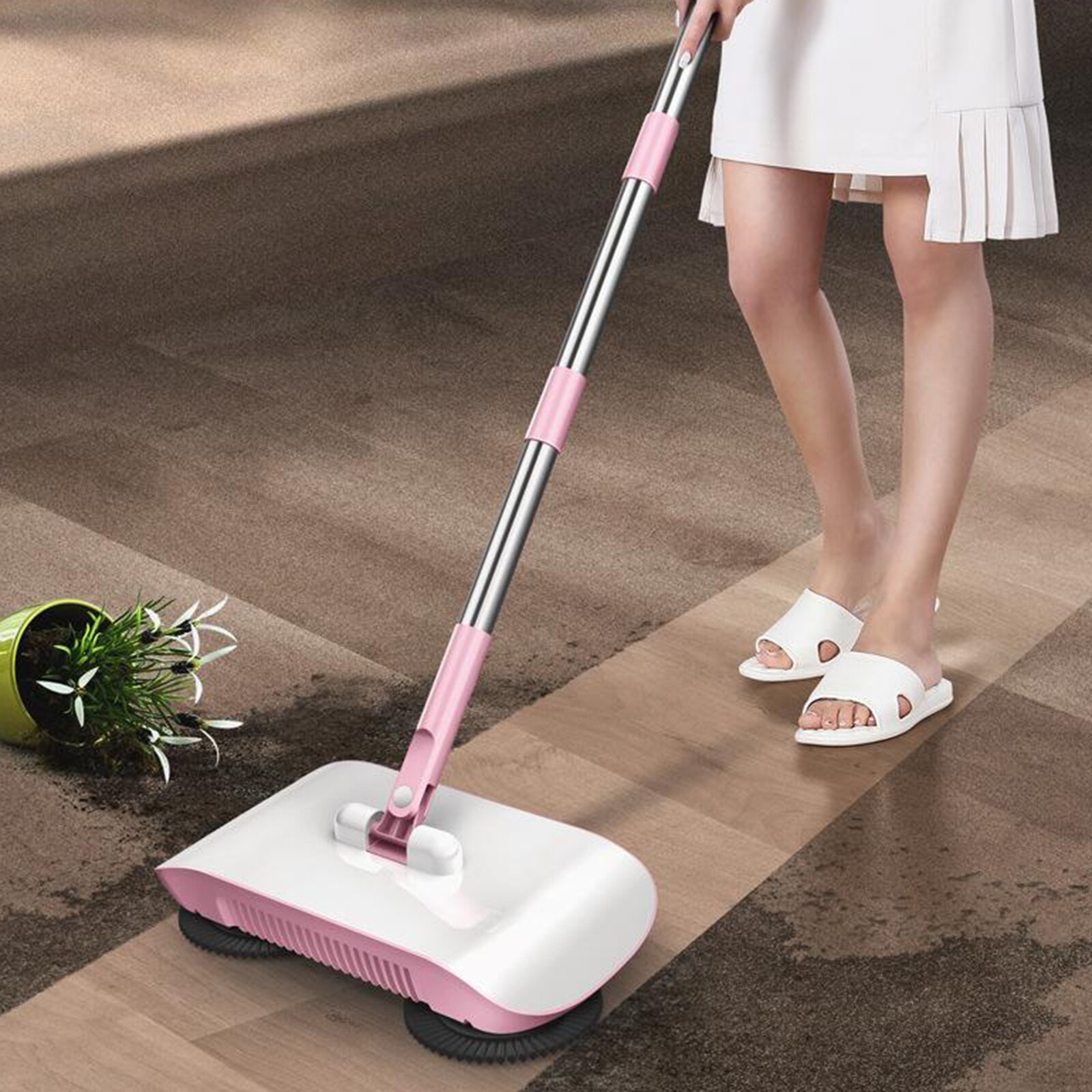 3 in 1 Hand Push Power 360 ​​° Rotate Vacuum Cleaner Sweeper Broom Handheld Floor Brush Cleaner