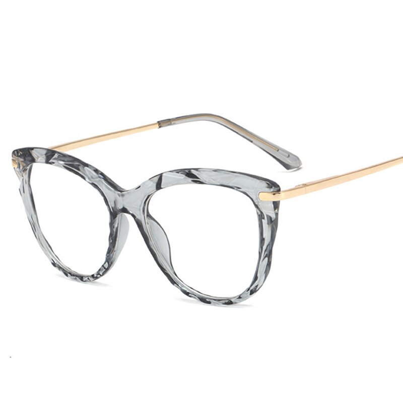 LNFCXI TR90 Women's Transparent Glasses Frames Metal Spring Leg Female Crystal Multi Section Eyeglasses Frames Oculos: Gray
