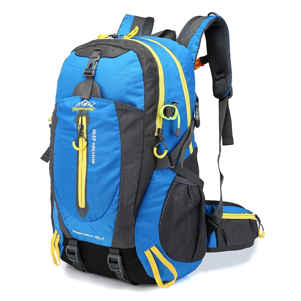 40l udendørs rygsæk campingtaske vandtæt laptop daypack trekking klatre rygsække til mænd kvinder vandreture rygsække sportstaske: Blå farve