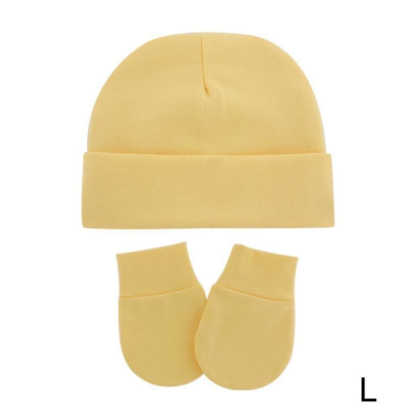 2-piece Set Of Color Hooded Anti-scratch Gloves Hat Beanies Gloves Newborn Cotton Hat And Soft Cotton Winter War A1S3: L