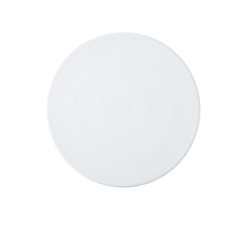 Round Flat Bottom Plate Hotel Ceramic Dinner Plates Beef Tableware Solid Color Dessert Dish Simple And Sushi Dishes: White / 12 inches