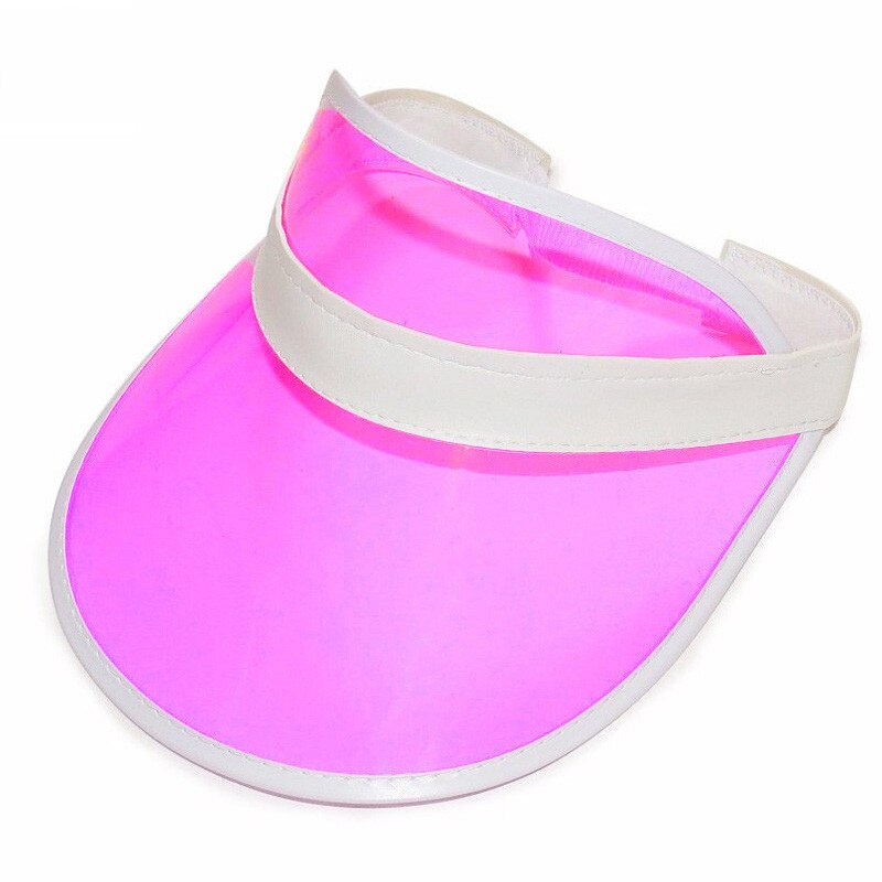transparent plastic pvc sunshade summer sun hat: Rose red