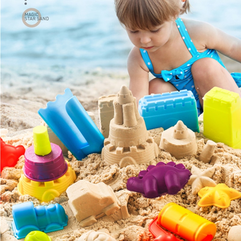 Baby Kids DIY Kinetic Sand Tray Pit Set Beach Sandbox Indoor Outdoor Educational Toys For Children Paly Tools Kit Party Game