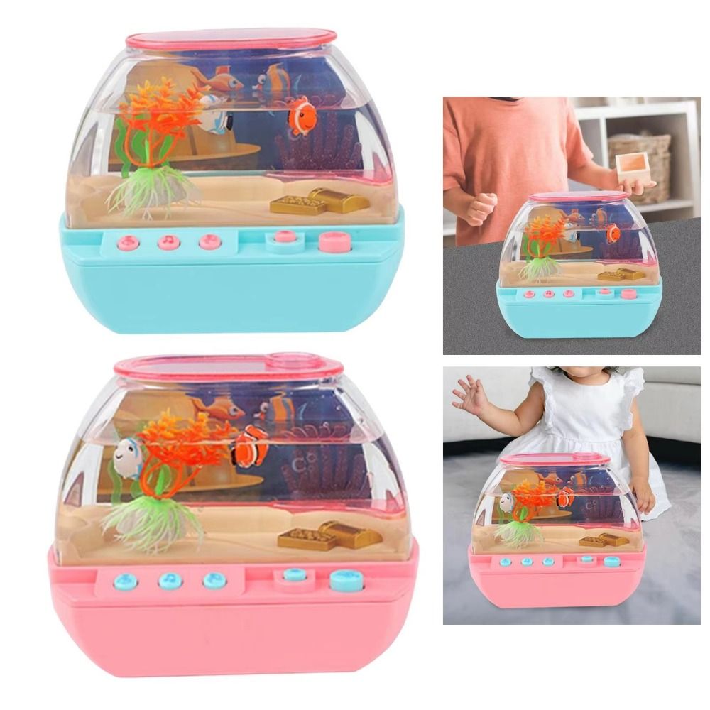 Juguete de acuario Artificial , Mini pecera de simulación encantadora de dibujos animados con música, música eléctrica, juguetes interactivos para acuario