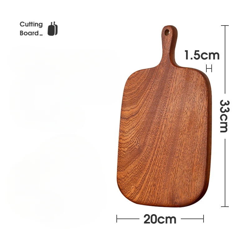 Bloques de madera para picar para cocina, tabla de cortar de nogal de haya, Pizza, pan, fruta, Sushi, bandeja colgante, antideslizante, herramientas de cocina: Negro