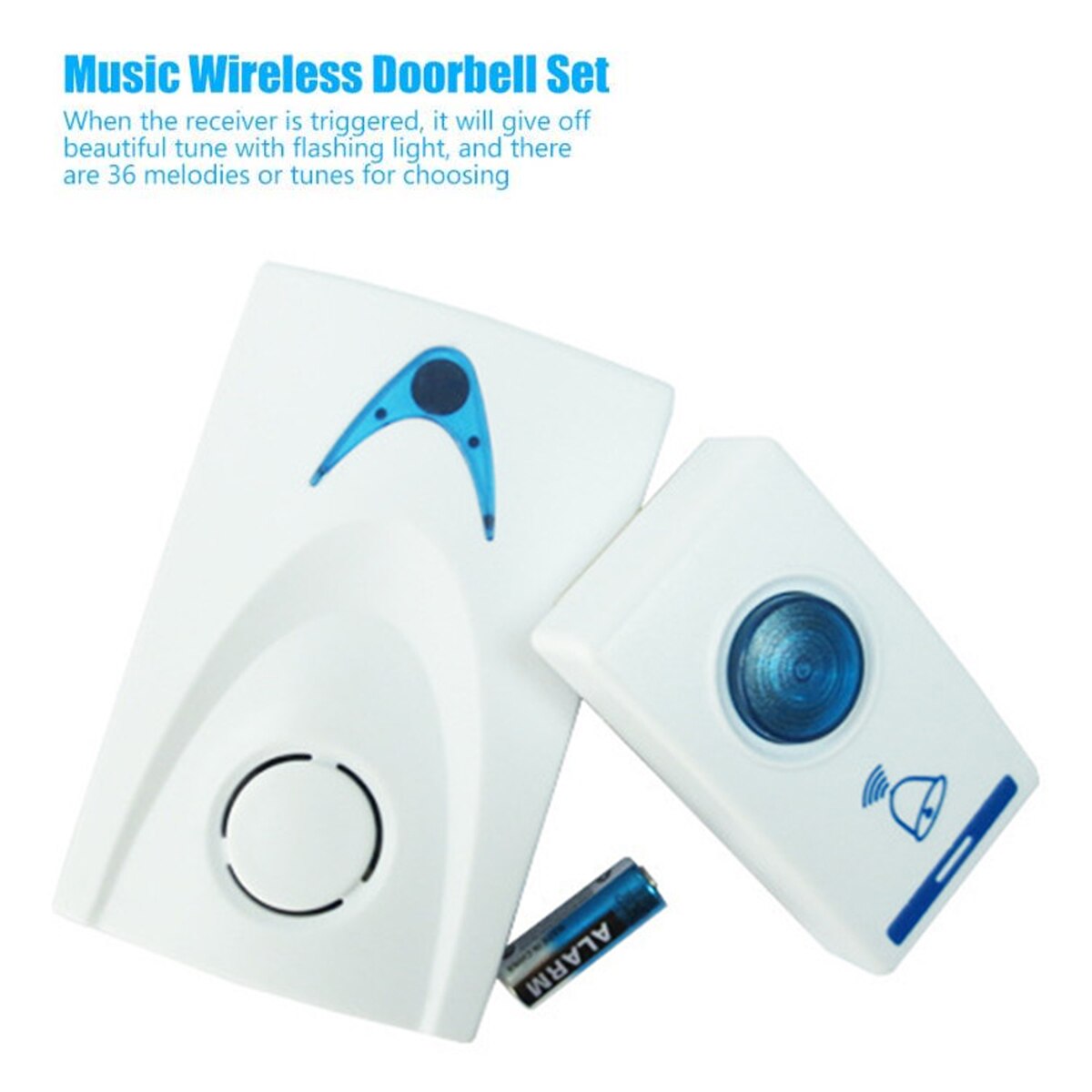 Sonnette sans fil 32 chansons | 1 pièce, télécommande 150M, sonnette de porte, sonnette de télécommande intelligente avec 32 chansons, musique douce