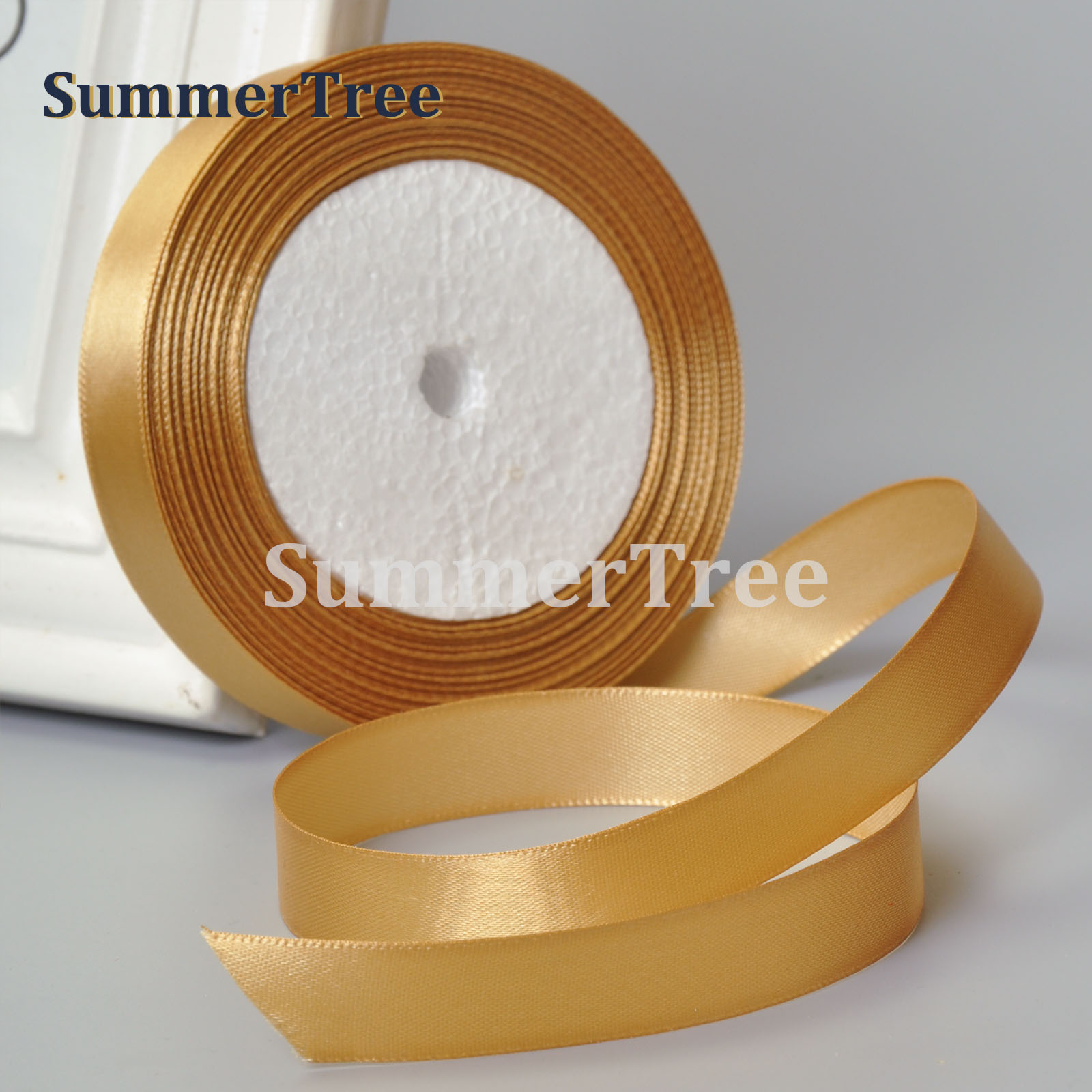 Kultainen Satiininauha - 25 Yards - 6mm - 50mm - DIY Askarteluun Juhliin ja Häihin