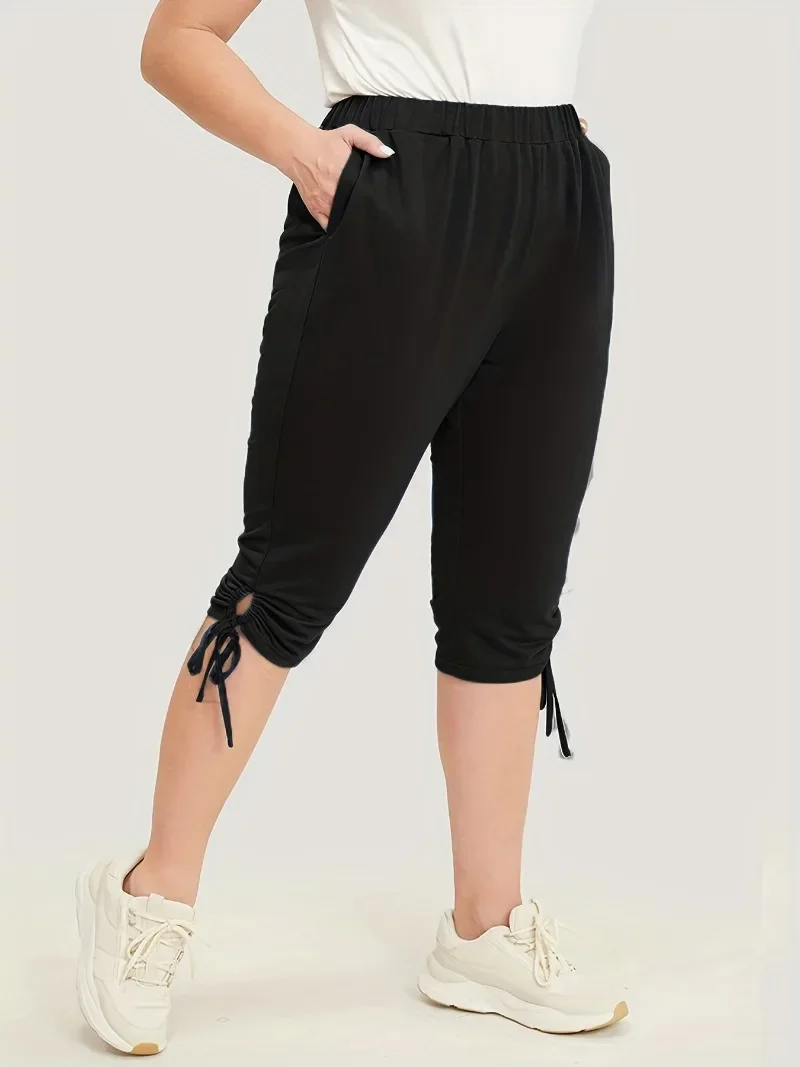 Pantalon capri de fitness pour femme, leggings de proximité, léger, commandé, poches, minimaliste, confortable, à la , grande taille, 1XL-5XL