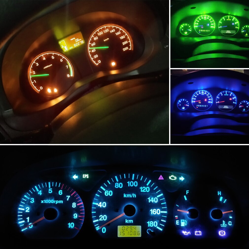 10x T5 T3 T4.2 T4.7 bombilla LED Para coche Luces LED Para Auto luz lateral Interior lámpara de instrumento luz indicadora de tablero 12V