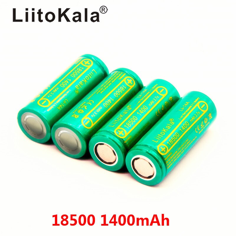 LiitoKala Lii-14A 18500 1400mAh 3.7V 18500 Batterij Oplaadbare Batterij Recarregavel Lithium Li-Ion Batteies Voor LED Flas: 4pcs
