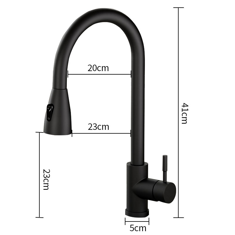 Kitchen Faucet Brushed Nickel Color Surface and Cold Water Faucet Kitchen Sink Faucet Pull-out Kitchen Faucet Single Hole