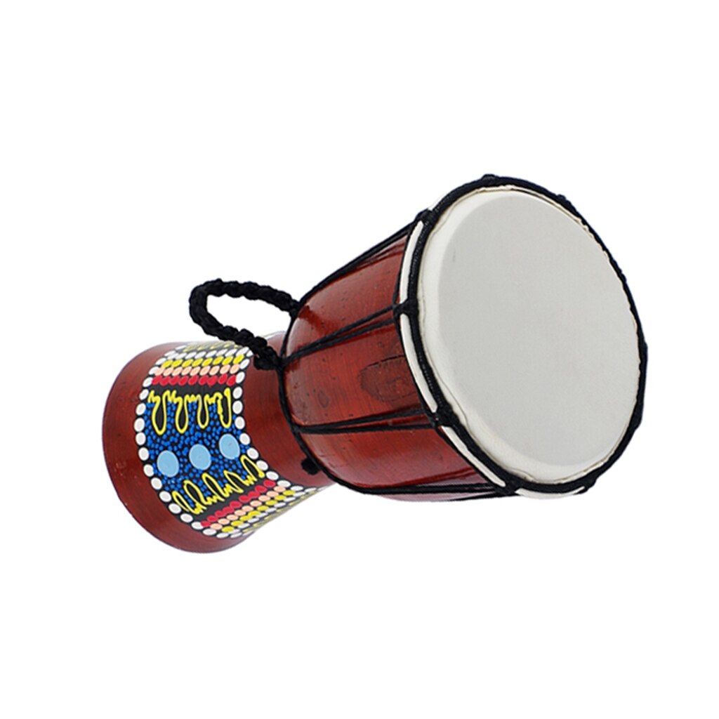 5 Inch Traditional African Bongo Congo Djembe Drum Classic Wooden Colorful Painting Faux Goatskin Good Sound