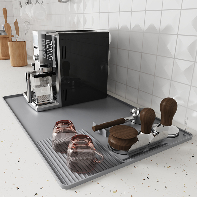 3 in 1 Silicone Coffee Mat with Tamper Pad Durable Non-Slip Coffee Espresso Machine Mat Durable Coffee Bar Mat Pad JAF273