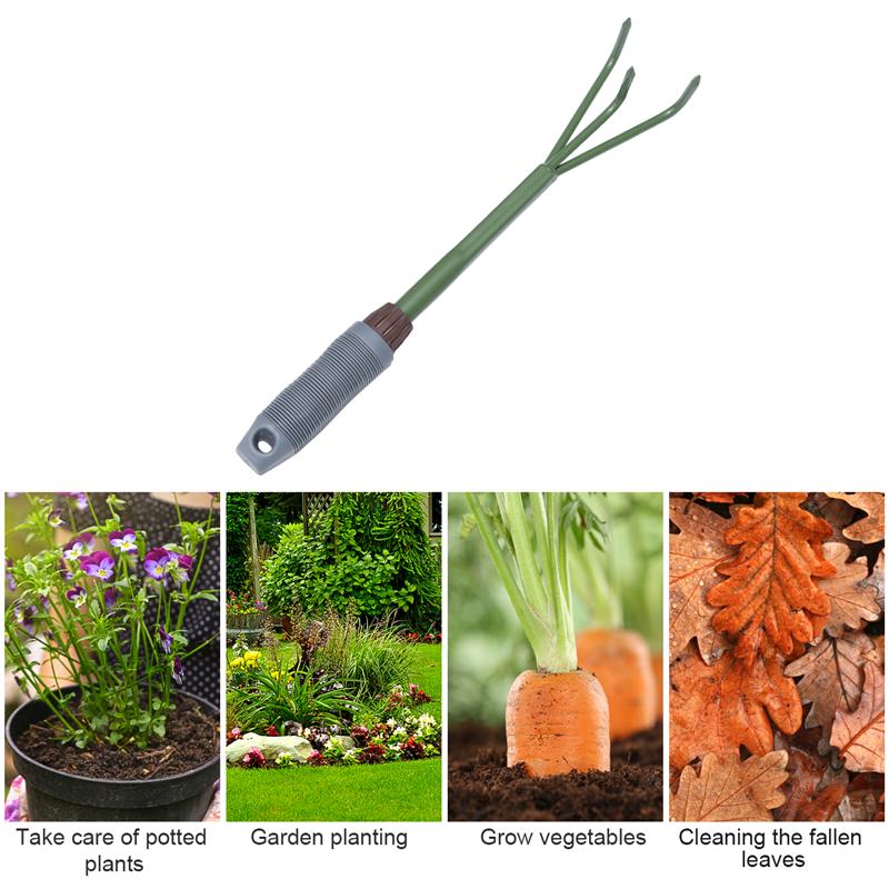 Gardening Tool Agricultural Rake Three Teeth Rake Steel Fork Kit Portable Loose Soil Tool Garden Tool Supplies for Garden Lawn
