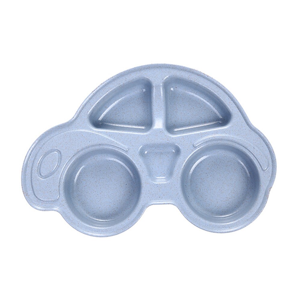 1pcs heat insulation Lunch Tools cute Cartoon Car Shape Wheat Straw Feeding Dish Plate Baby Tableware: Blue