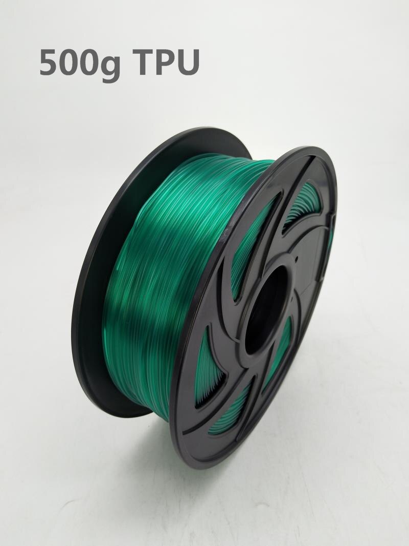 0.5KG TPU 3D Printer filament 1.75mm 500g Flex Soft Elastomer Rubber Material for 3D Printer Consumables: trans-Emerald