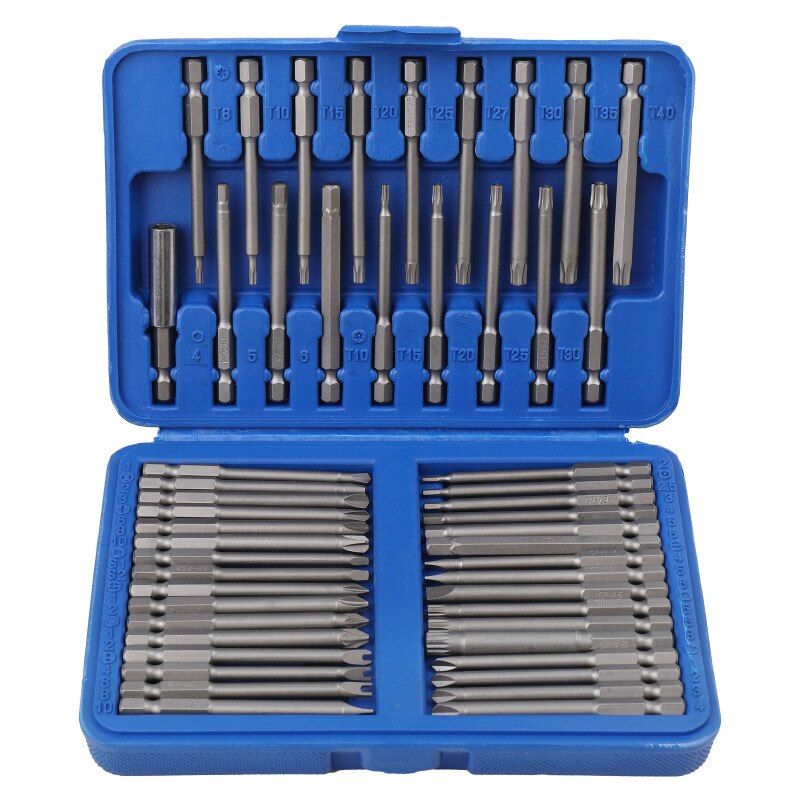 36/50pc 75mm Extra Long Magnetic Screwdriver Bit Set Security Head 1/4 Screwdriver Bits Kit Torx Star Hex Spline Bit Set