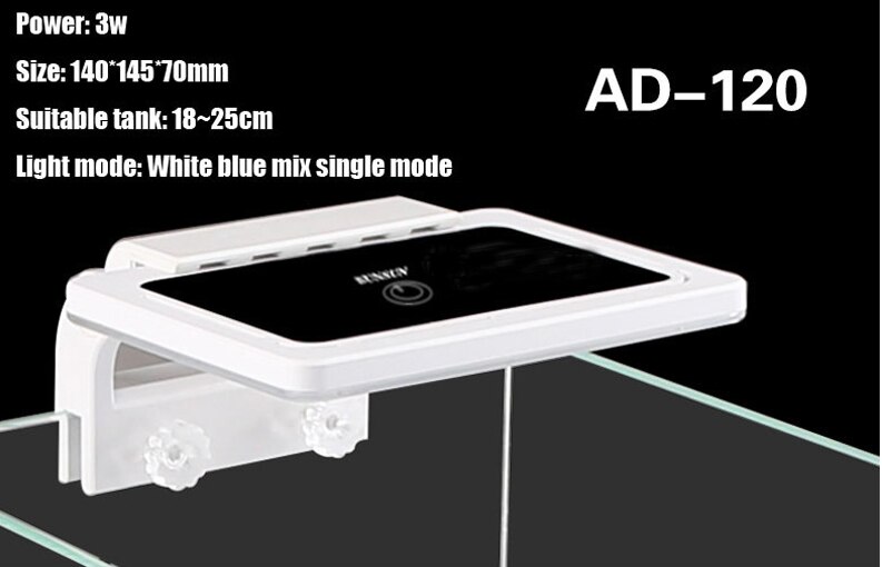 JFENGLI SUNSUN iluminación AD-120, 190, 200, 260, 320 luz LED para acuario planta pescado LED luz con Color blanco y azul: AD 120