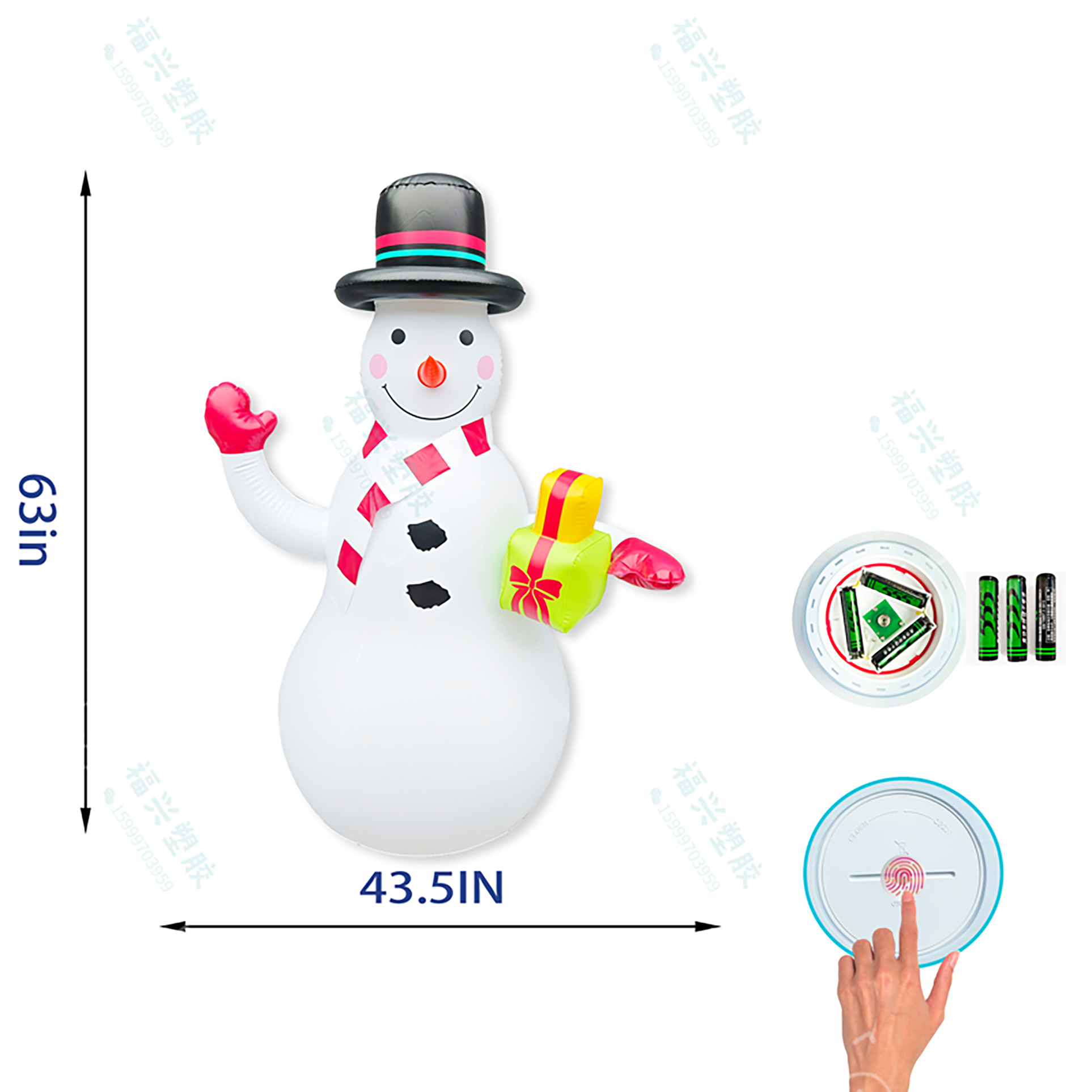 Kerst opblaasbare sneeuwpop buitendecoratie met ingebouwde LED-verlichting voor vakantiefeest Kersttuindecoratie