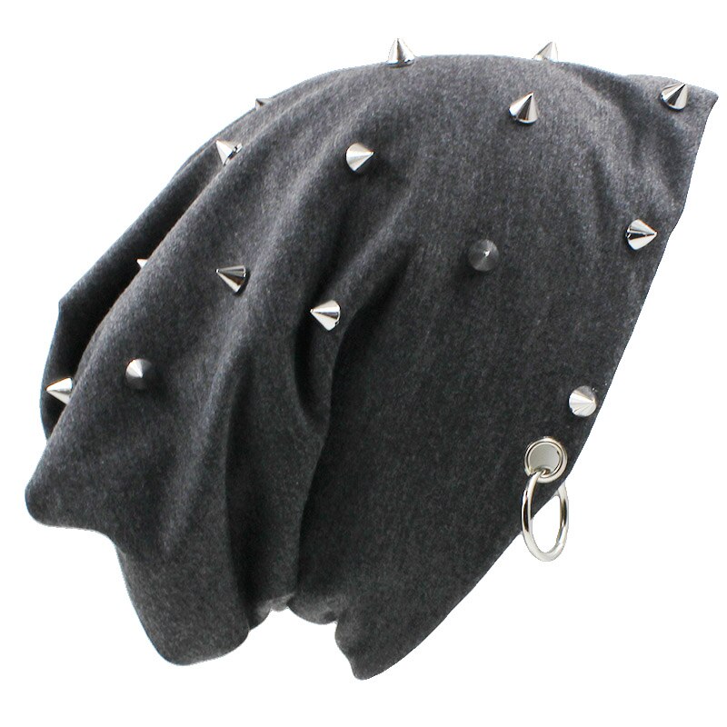 Lovingsha syyshatut naisille hip-hop talvityttö skullies niitit vanteet naiset ohuet pipot miesten hattu unisex  ht071: Tummanharmaa