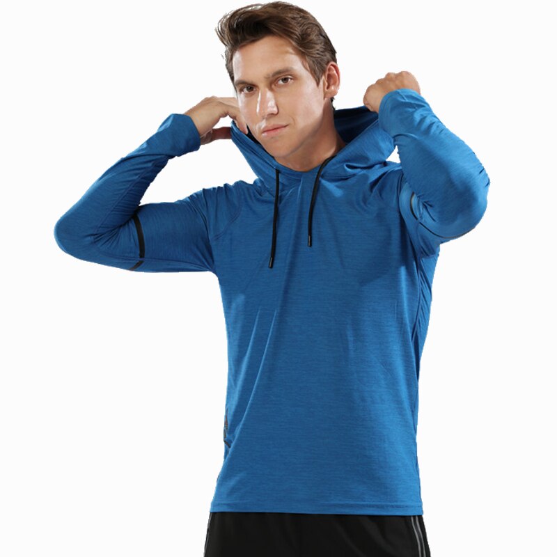 Herbst Winter Lauf Hemden Männer Sport Langarm Hoodies Sweatshirt Hoodies schlank passen Männlichen Fitnessstudio Ausbildung zur Seite fahren T-Shirt: 90118 Blau / XXXL