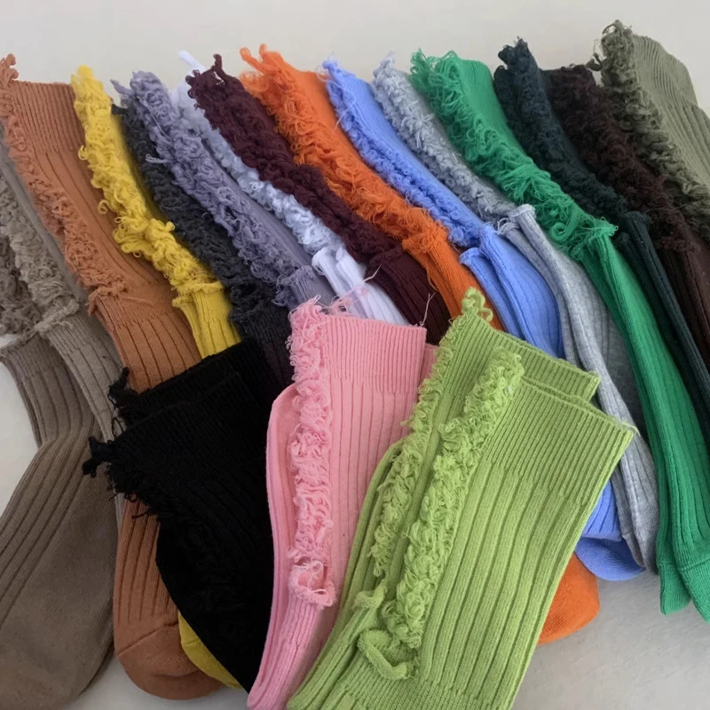 1/3pairs Women Ripped Socks Harajuku Trendy Street Broken Destroyed Socks Street Distressed Knit Footwear Beggar Socks