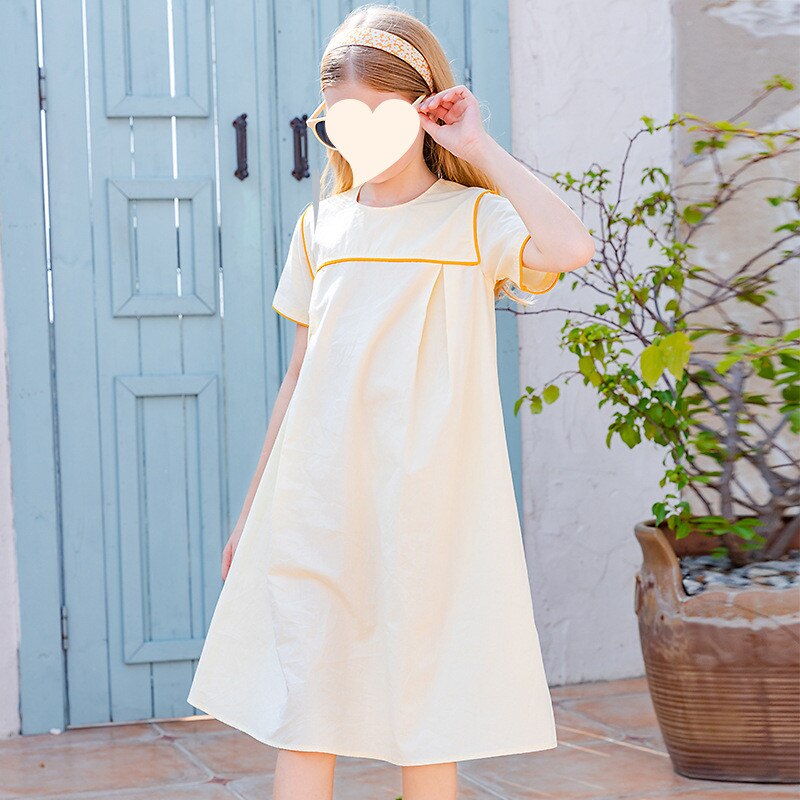 6 to 14 years kids teen girls summer cotton casual flare dress children gir short sleeve dresses clothing TB1151