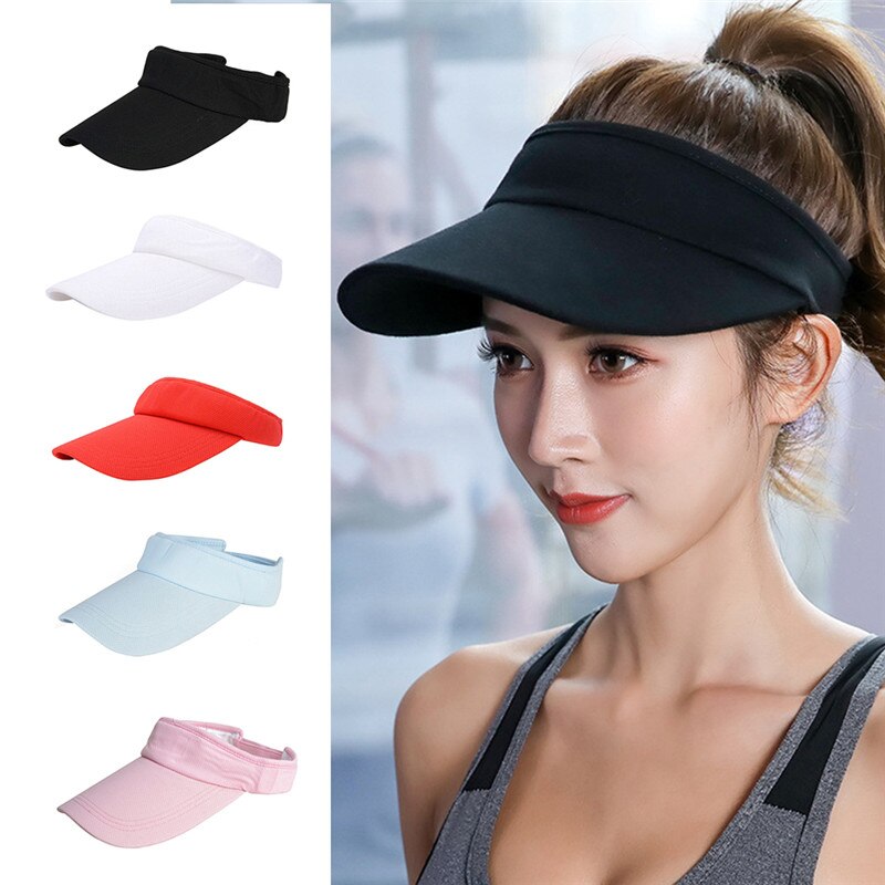 1 Pcs Unisex Tennis Cap Empty Top Sport Hat Solid Color No Top Visor Tennis Beach Hat Outdoor Sportwear