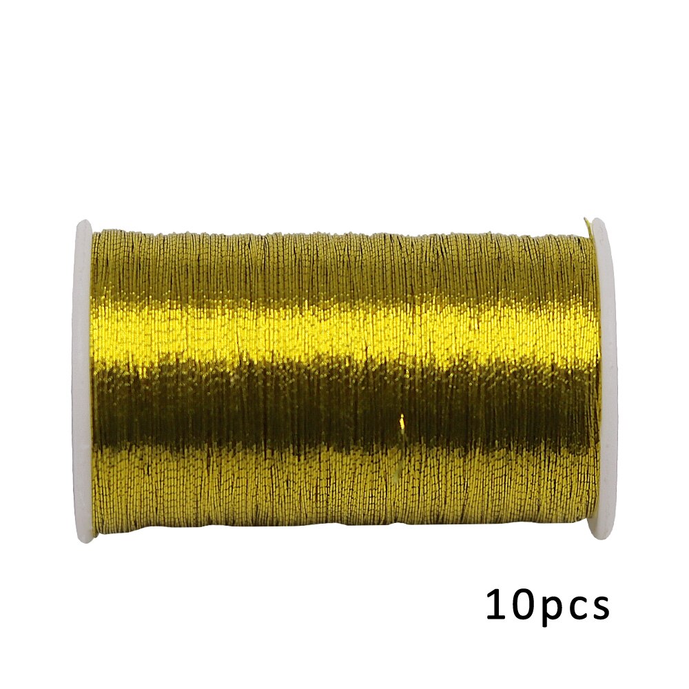 10pcs/pack 80M Sewing Metallic Thread Embroidery Crochet Threads Knitting Yarn Cross Stitch Threads DIY Sewing Supplies: gold 10pcs