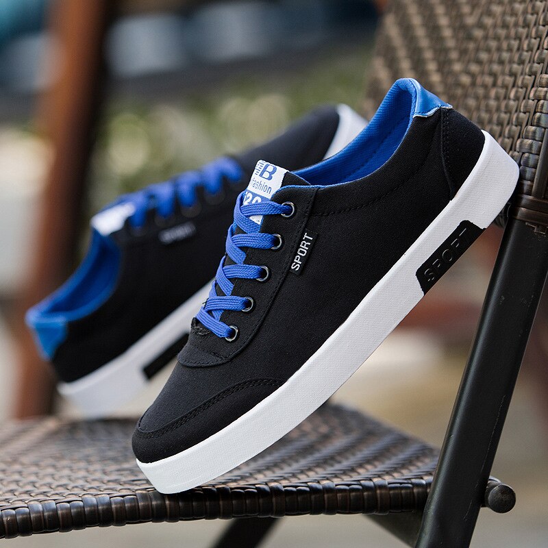 spring and autumn explosions men's shoes student canvas shoes men's white shoes trend sports casual shoes non-slip breathab: Black / 10