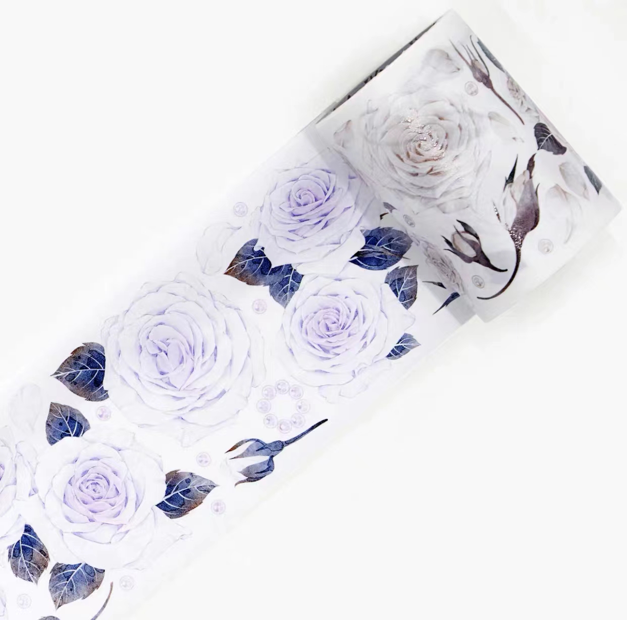 Vintage Roze Groene Paarse Roos Washi Pet Tape Voor Planner Card Maken Diy Scrapbooking Plan Decoratieve Sticker: Light Grey