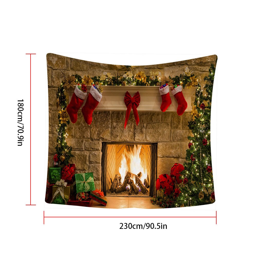 Xmas Fireplace Backdrop Christmas Tree Photography Background Party Banner Home Decoration