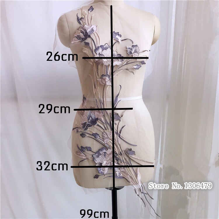 3D geborduurde patch applique voor bruiloft avondjurk naaien patches kleding accessoires 32*99 cm RS1302