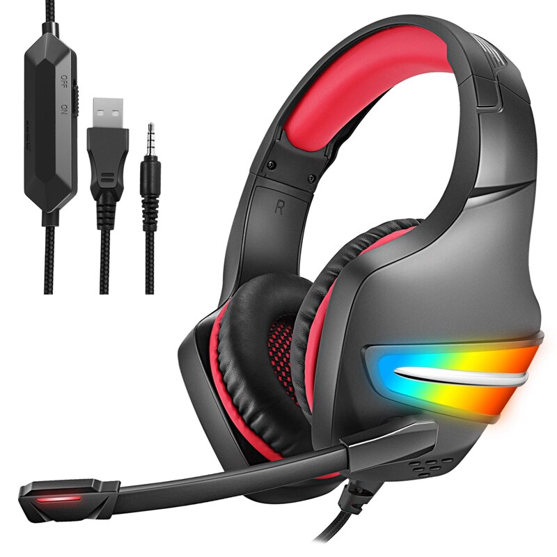 J6 Gaming Headset with Mic and Noise Cancellation Headphone Gaming with Led Light for Phone,Laptop,PS4,PS5,PC,