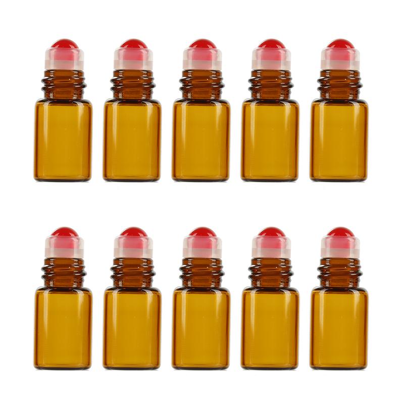 2Ml Draagbare Mini Navulbare Etherische Olie Fles Lege Cosmetische Roller Flessen Met Glazen Roller Ballen Fles Voor Reizen 10 stuks: Red