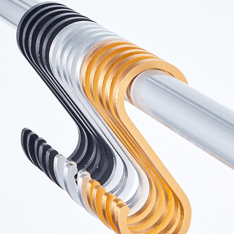 Ganchos en forma de S de aluminio para colgar ropa, colgador de barandilla de cocina, soporte de broche para colgar ropa, bolso, ollas, sartenes, herramientas de toalla, 10 piezas