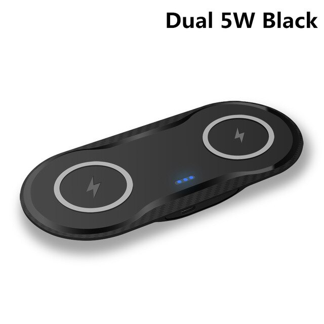 Cargador inalámbrico Qi de doble asiento 2 en 1, 10W, para Samsung S10, S9, S8, IPhone 11 Pro, XS, Max, XR, 8 Plus: 5W Black