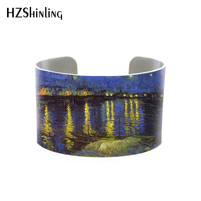 Starry Night Van Gogh cuff bracelet Vincent van Gogh Bangle Wristband Sunflowers Jewelry Floral Famous Paintings, Famous Artist: 10