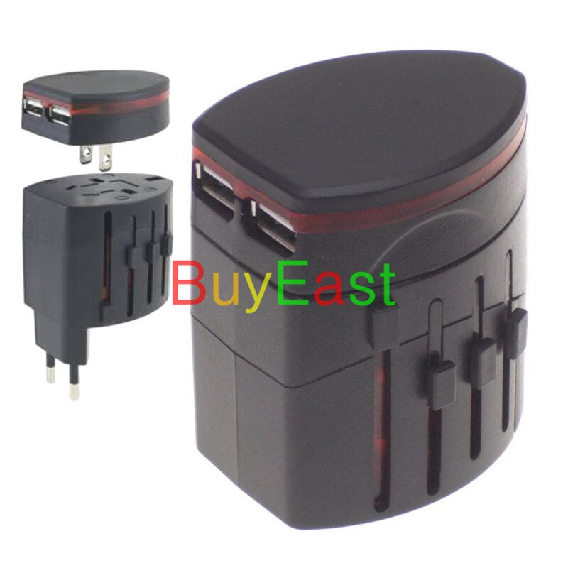 Dual 2 Port USB Travel Plug Adapter Change UK/EU/US/AU/China/Japan Plug Works In Over 150 Countries