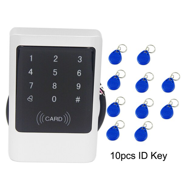 125KHz Waterproof Access Control Touch Metal Smart Keyless Lock Card Reader: AC and 10 Keys