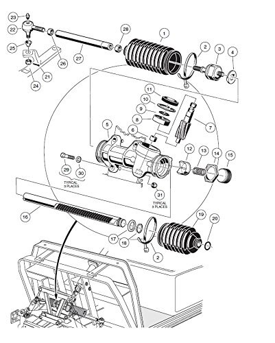 PRZEGUB KULOWY zestaw, zestaw (3) drążka kierowniczego z smarowniczka pasuje robić Klub samochód DS wózki golfowe (1976-2008)