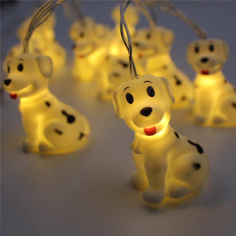 3D Dinosaur LED Garland Christmas String Lights Indoor DIY Xmas Tree Party Wedding Bedroom Home Year Decoration Battery Lamp: dog 10 leds