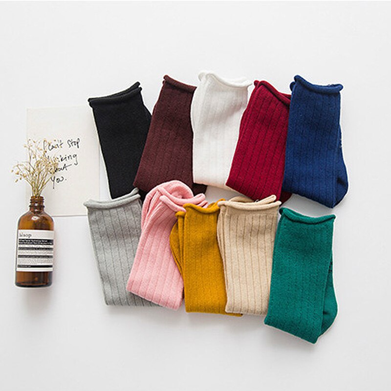 EnkeliBB Korean Style Baby Boy Girls Floor Socks Kids Solid Spring/Summer/Winter Tube Long Socks Toddler tube Sock