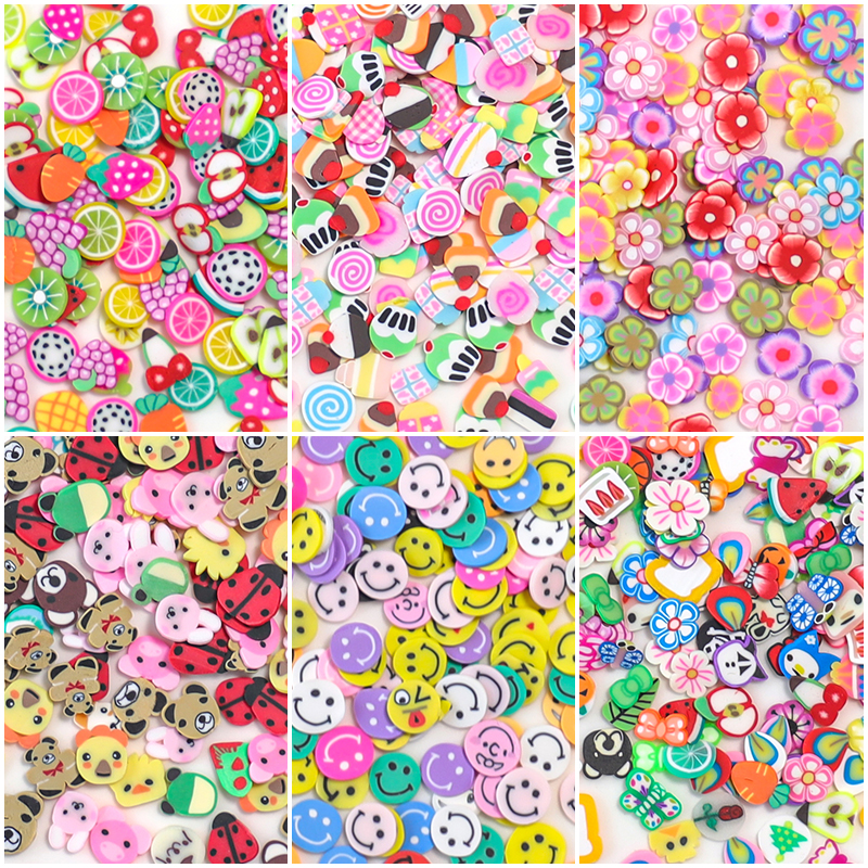 10 g/zak Fruit Plakjes Nail Art Decoraties Kerst Kerstman Bloemen 3D Polymeer Pailletten Klei Stickers DIY Nagels Accessoires