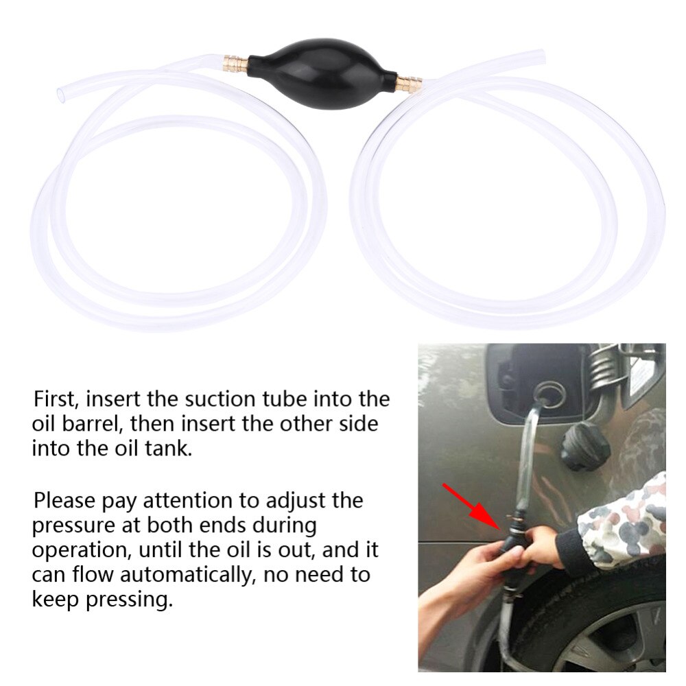 Fuel Primer Hand Siphon Pump Gas Petrol Diesel Liquid Water Transfer Hose Works on the vacuum principle durable and oil-proof