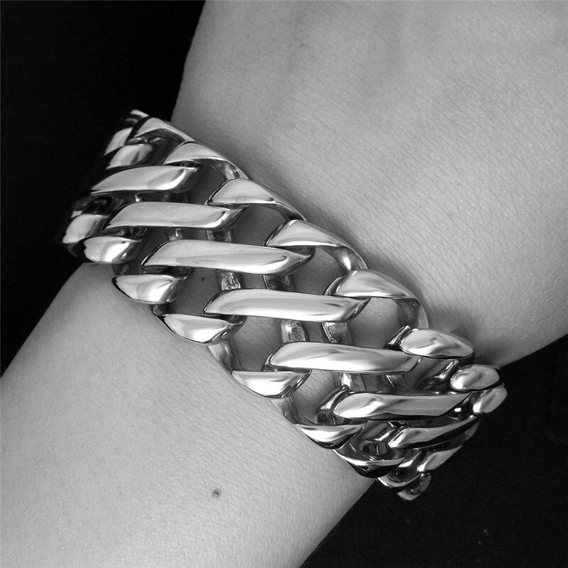 ZORCVENS – Bracelet en acier inoxydable pour homme, bijoux couleur argent, 24mm de large, 316L