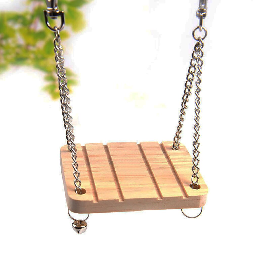 Hamster columpio con campana colgante para mascota pequeña, barco mecedora, juguete de madera, suministros