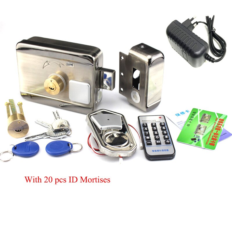 Anti-smashing metal DC12V 125KHz RFID ID card electric lock door lock can work with intercom for home office access control: Kit 3
